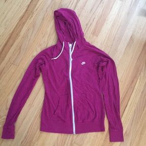 Nike cotton hoodie in deep fuschia